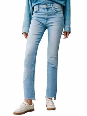 MOTHER The Insider Crop Step Fray Hem High-Rise Jeans Blue Sz 25